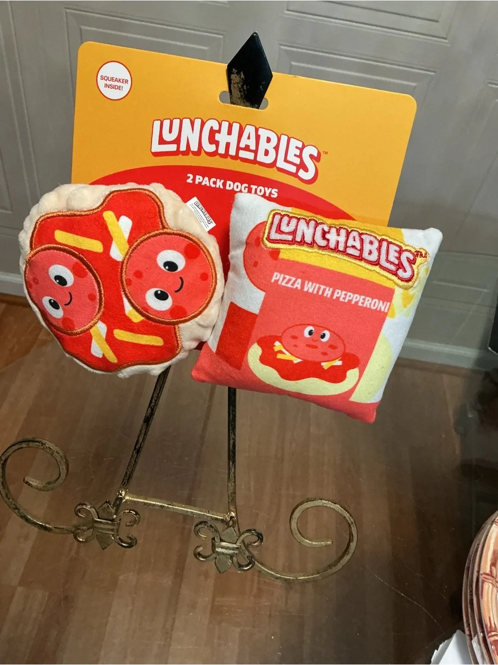 NEW Dog Toys Set of 2 with Squeaker Pepperoni Theme
